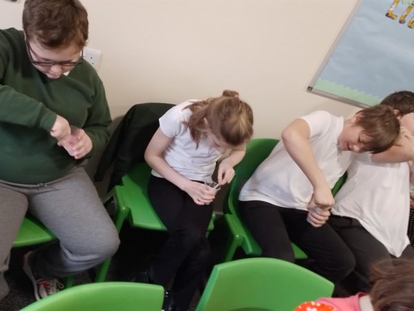 Learners from Rowan Special Educational Needs primary school in Dudley, make slime as part of the Sublime Science workshop for World Science Week