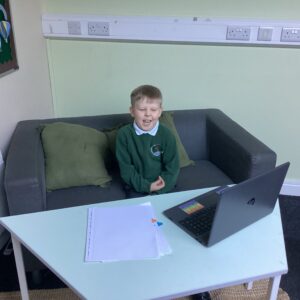 Maple Class Newsroom Day at The Rowan School - Learners become young journalists, reporting on global issues like deforestation, robot footballers, and drone art.