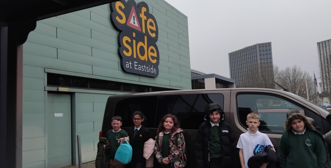 Rowan School learners taking part in an interactive safety learning experience at Safeside Birmingham
