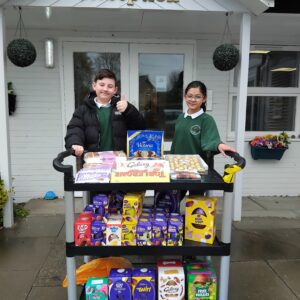 Learners engaging with others and sharing thoughtful donations during Easter