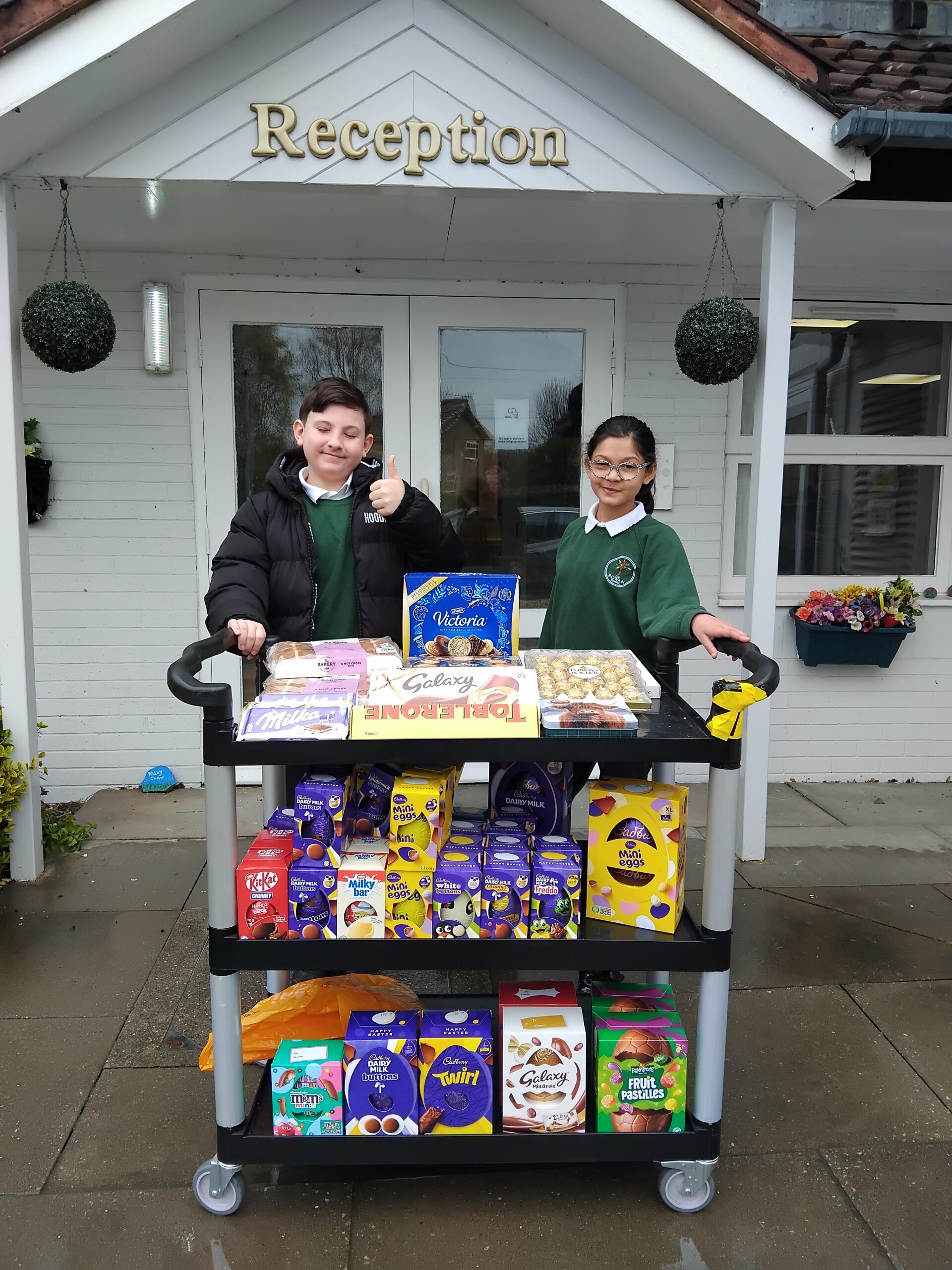 Learners engaging with others and sharing thoughtful donations during Easter