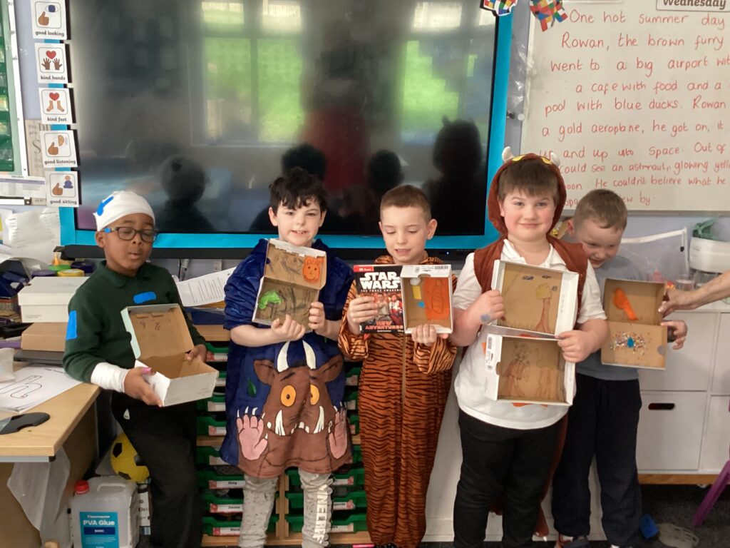 Rowan School learners celebrating World Book Day through creative activities and costumes