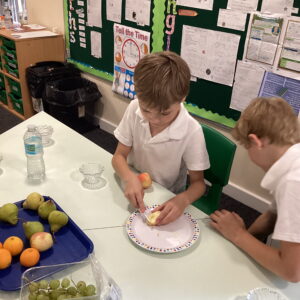 Elm Class enjoys a refreshing fruit salad after learning valuable life skills through practical cooking and healthy eating activities at The Rowan School.
